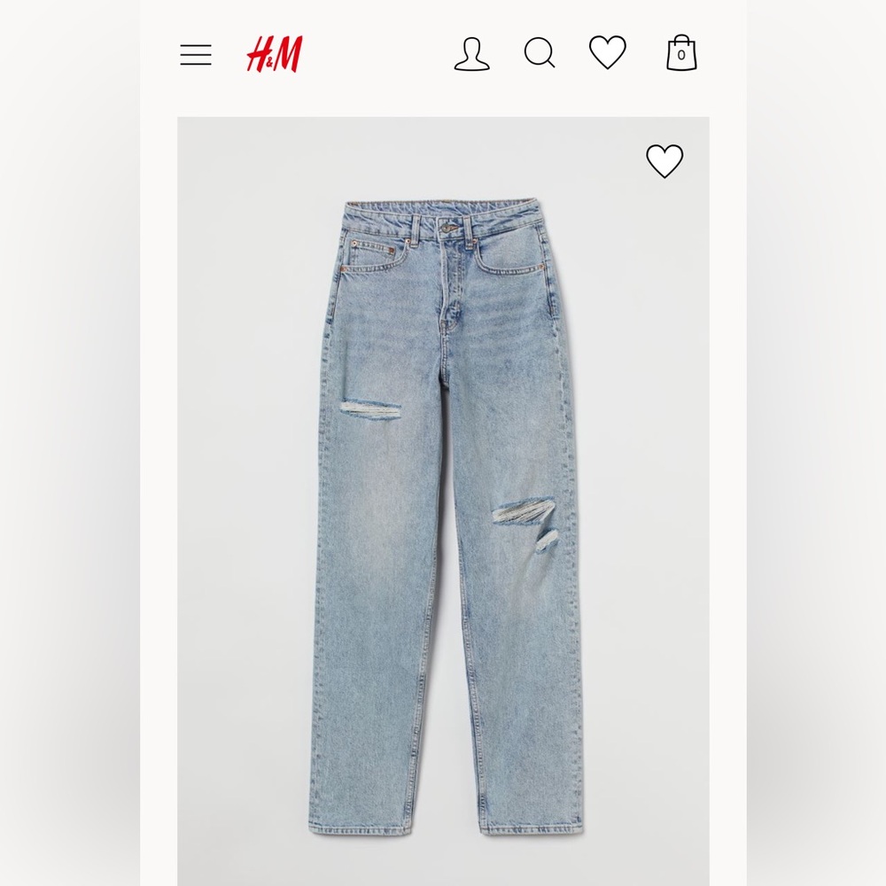 H&M Straight leg 90s fit ripped denim brand new